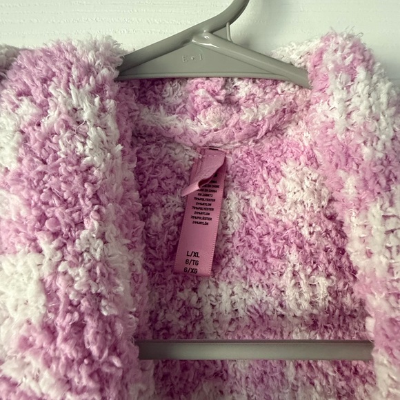 GENTLY USED SKIMS PINK HOUNDSTOOTH LONG ROBE - SIZE LARGE! - Picture 3 of 4